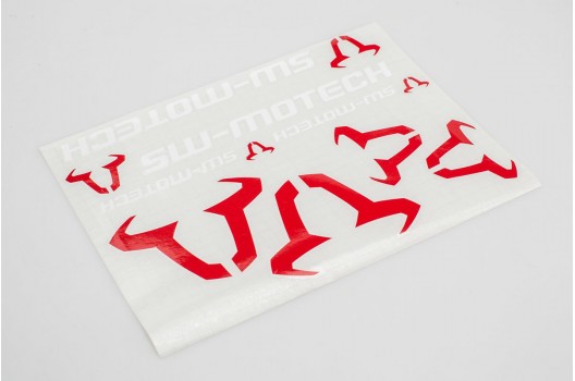 SW-Motech Logo And Bull Sticker Set - White and Red WER.GIV.017.10001